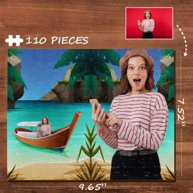 Custom Face River Rectangle Jigsaw Puzzle Best Indoor Gifts 110 Pieces