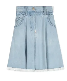 DENIM FRAYED CIRCLE SKIRT