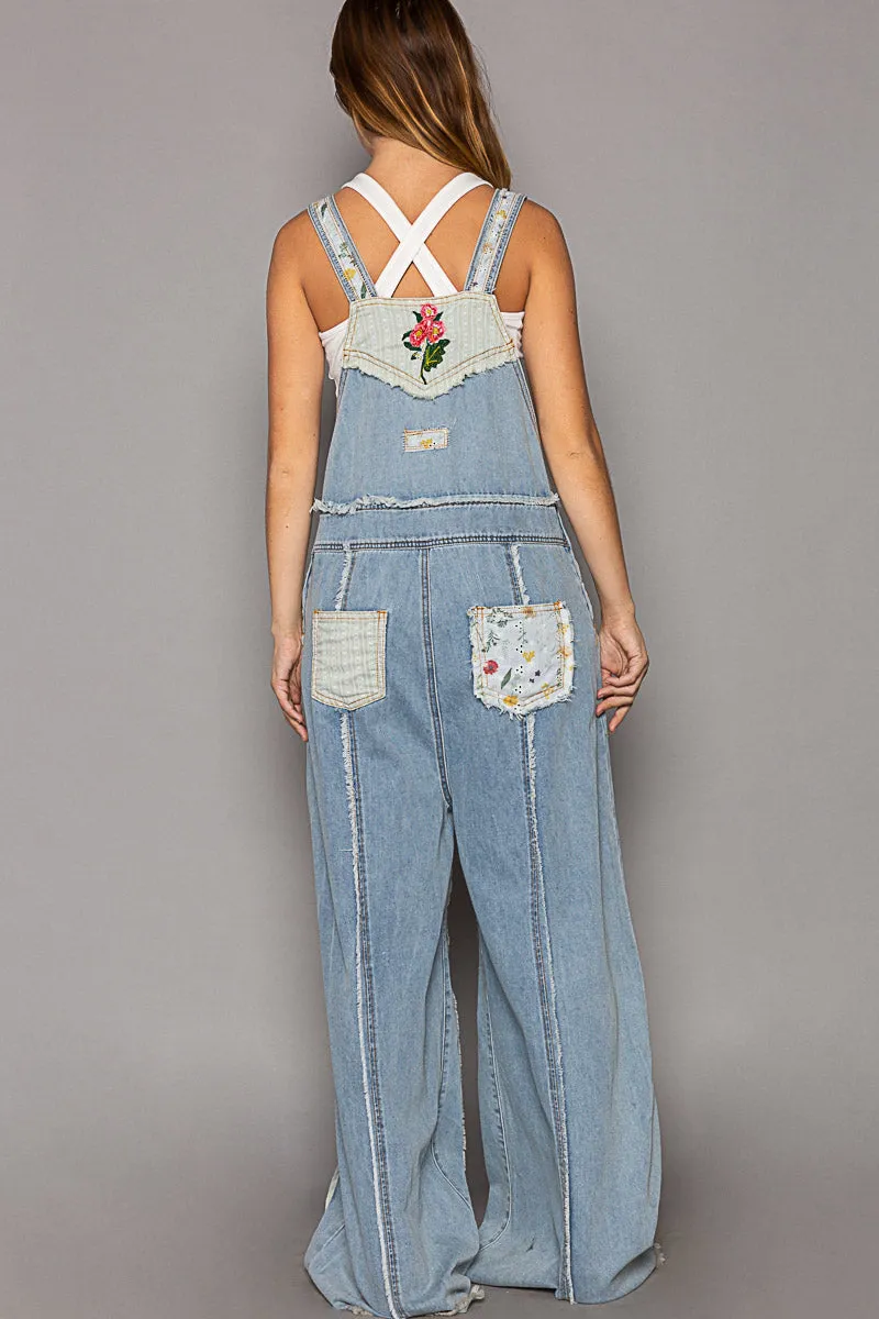 Denim Patchwork Overalls