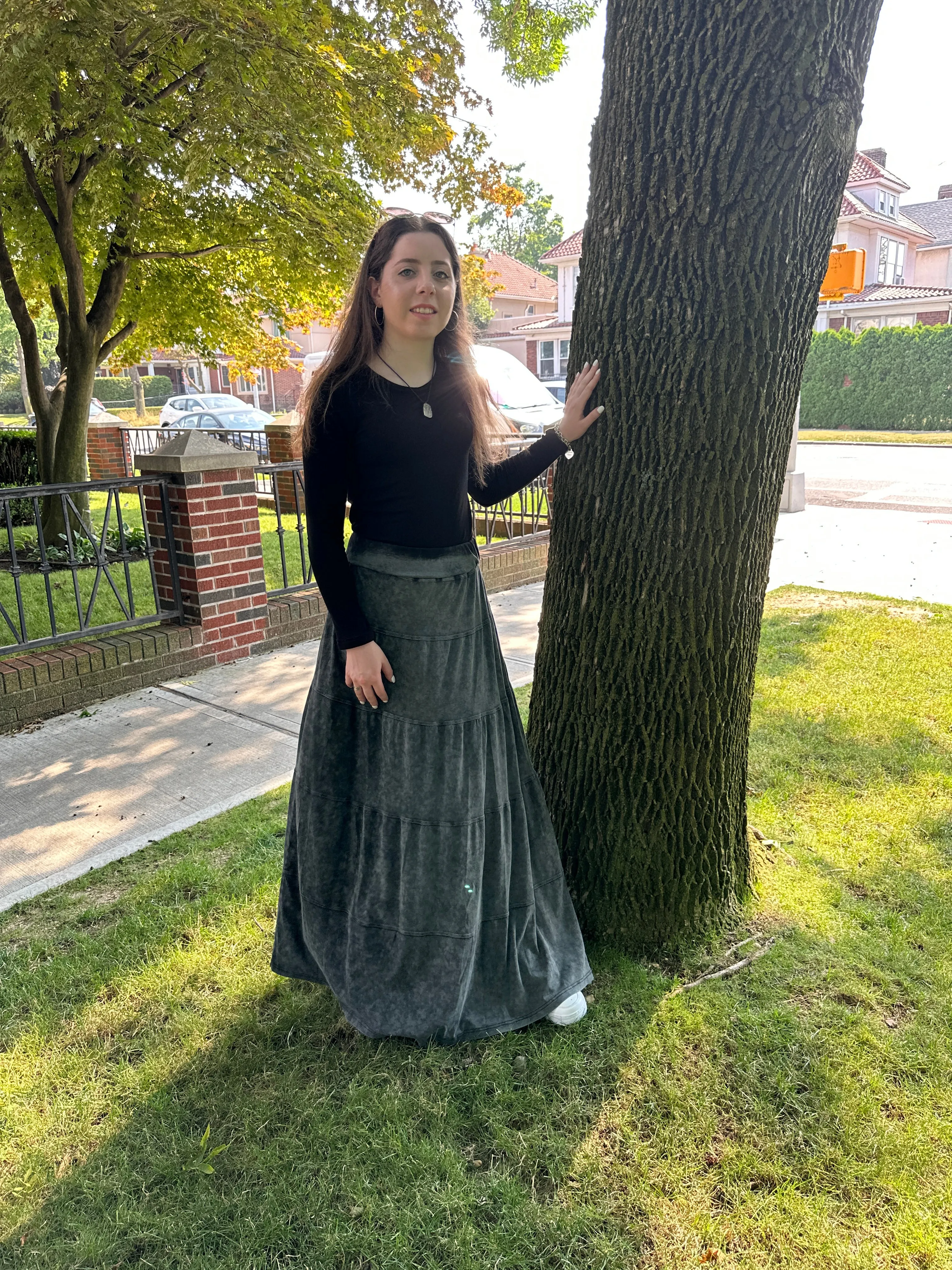 DENIM TIERED SKIRT