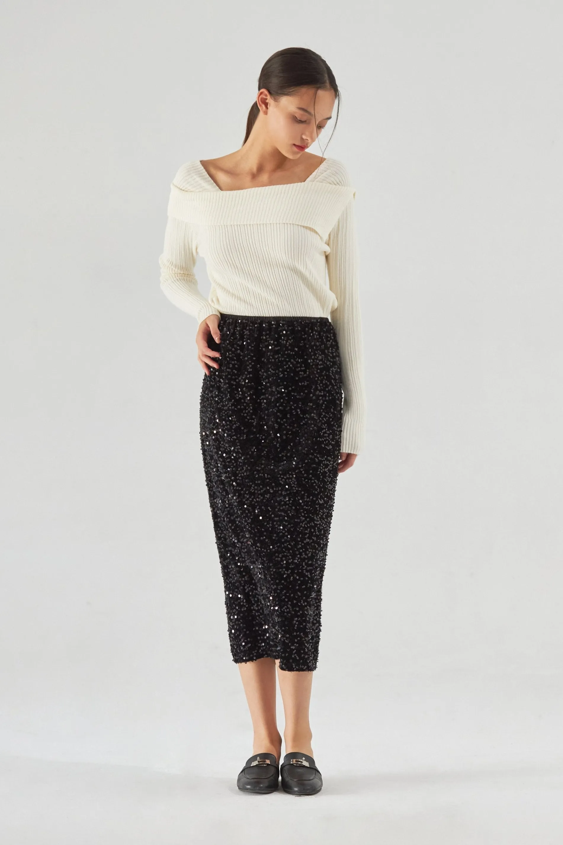 Disco ball sequin pencil skirt