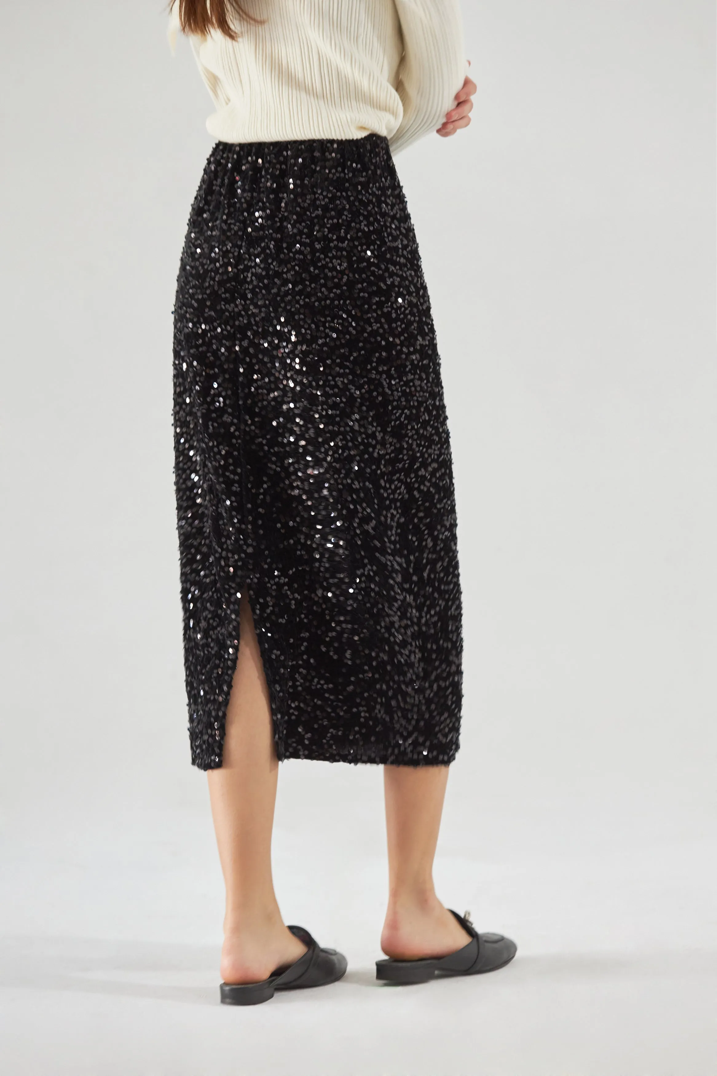 Disco ball sequin pencil skirt