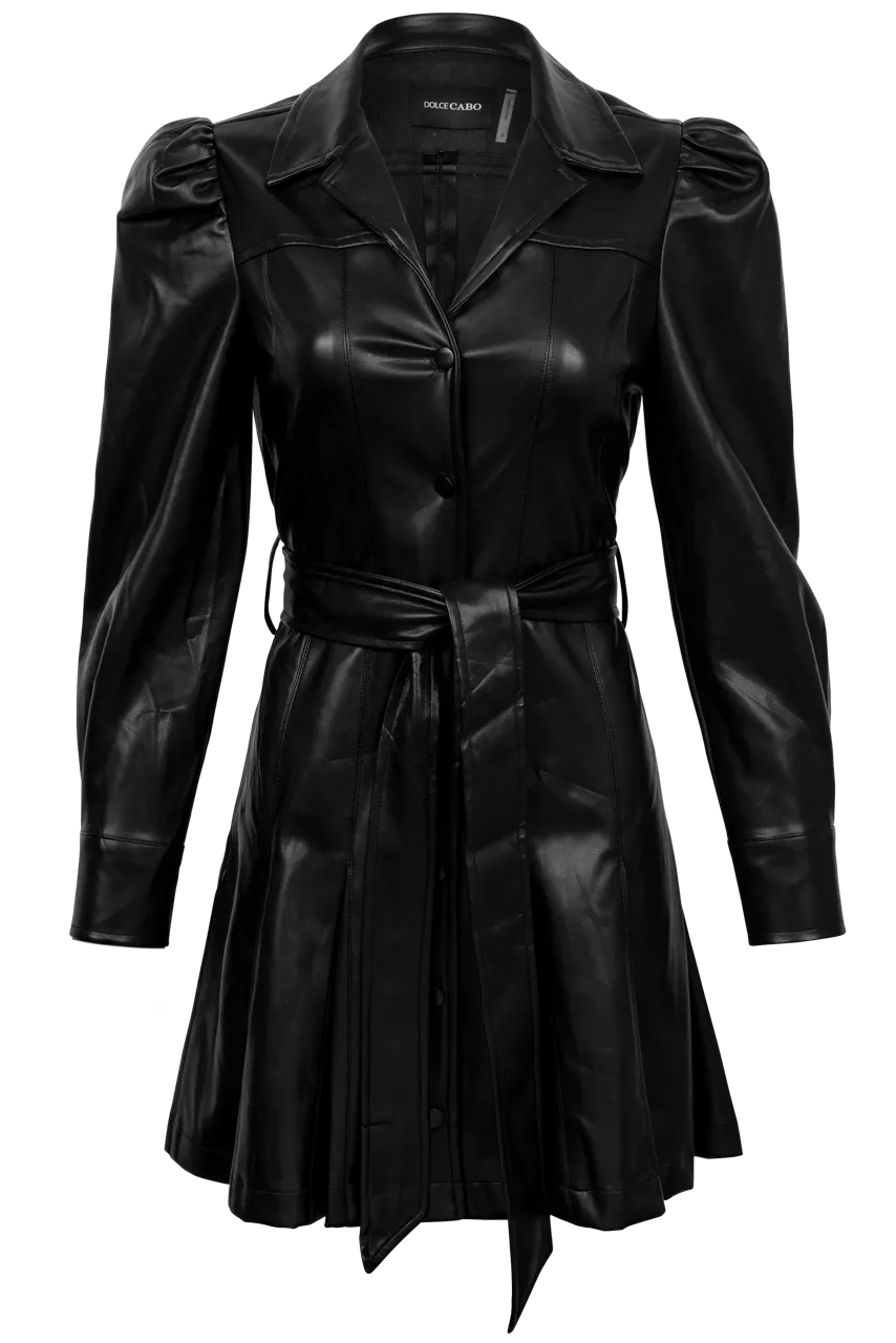 Dolce Cabo Faux Leather Belted Dress