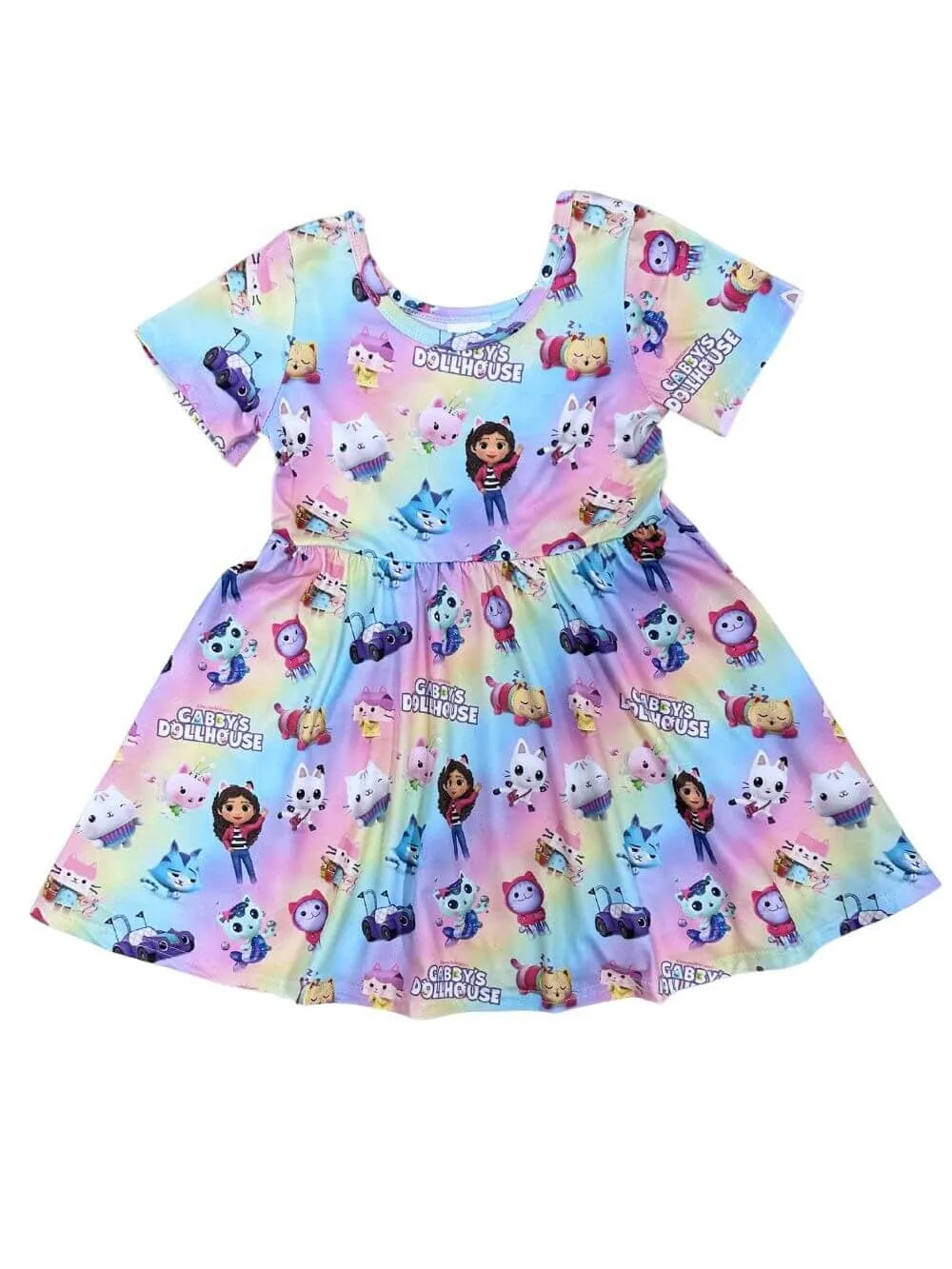Dollhouse Friends Girls Pastel Short Sleeve Skater Dress