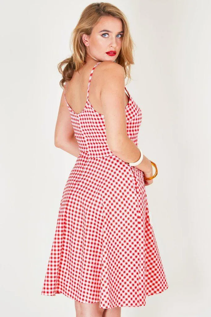 Dolly Gingham Flared Dress