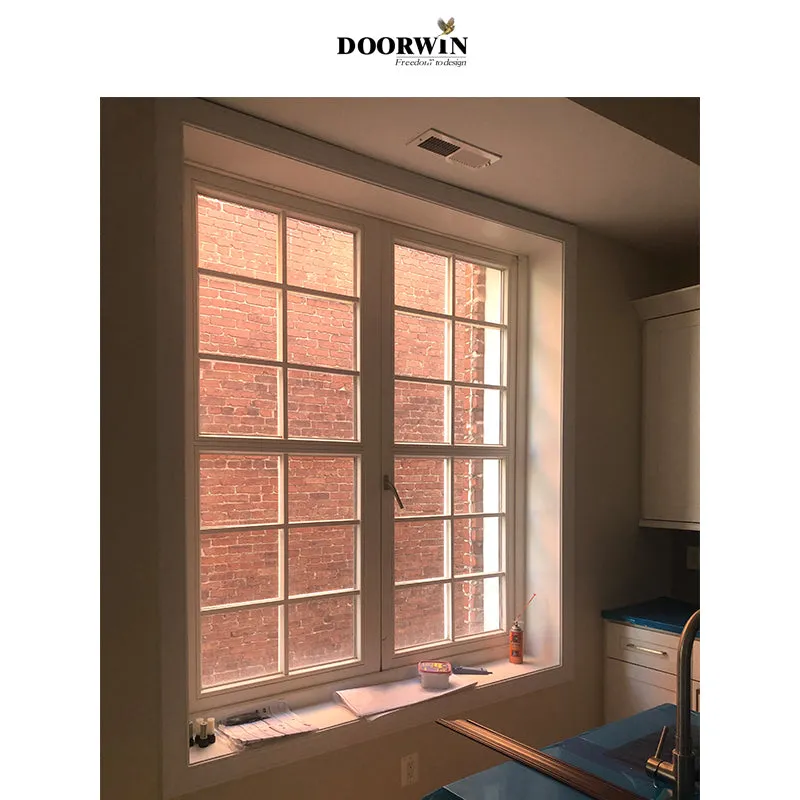Doorwin 2021cedar australia hardware wood french grill multiple panels new style hot sale latest design wood casement window