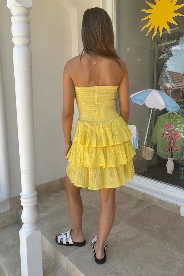 Doris Mini Dress Lemon/Gold