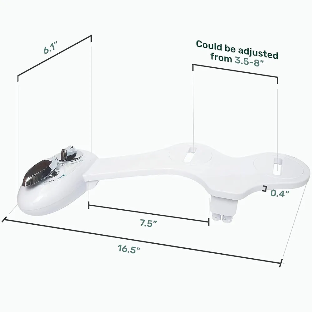 Dual Nozzle Toilet Bidet Attachment, Chrome Knob