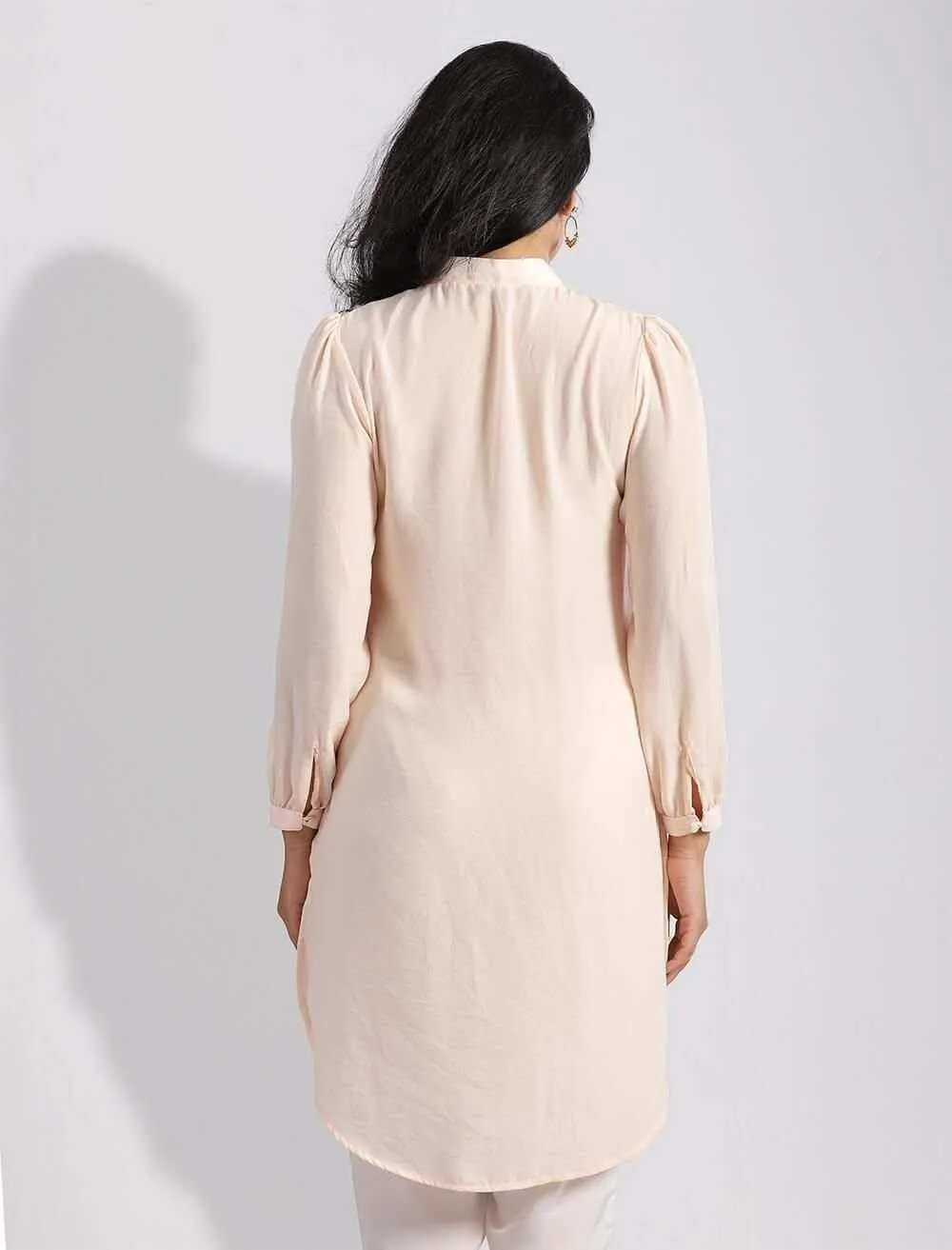 Embroidered Kurti With High Low Rounded Hem