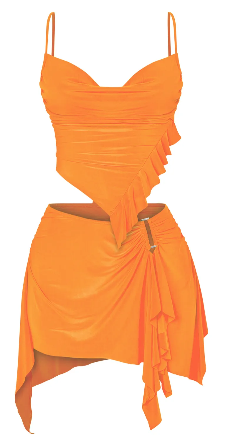 Euphoria Mini Skirt Set (Orange)
