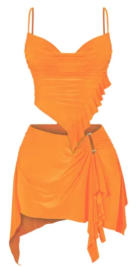 Euphoria Mini Skirt Set (Orange)