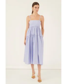 Eva Trapeze Midi Dress in Cerulean Edie Stripe