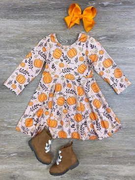 Finally Pumpkin Season Girls Skater Dress