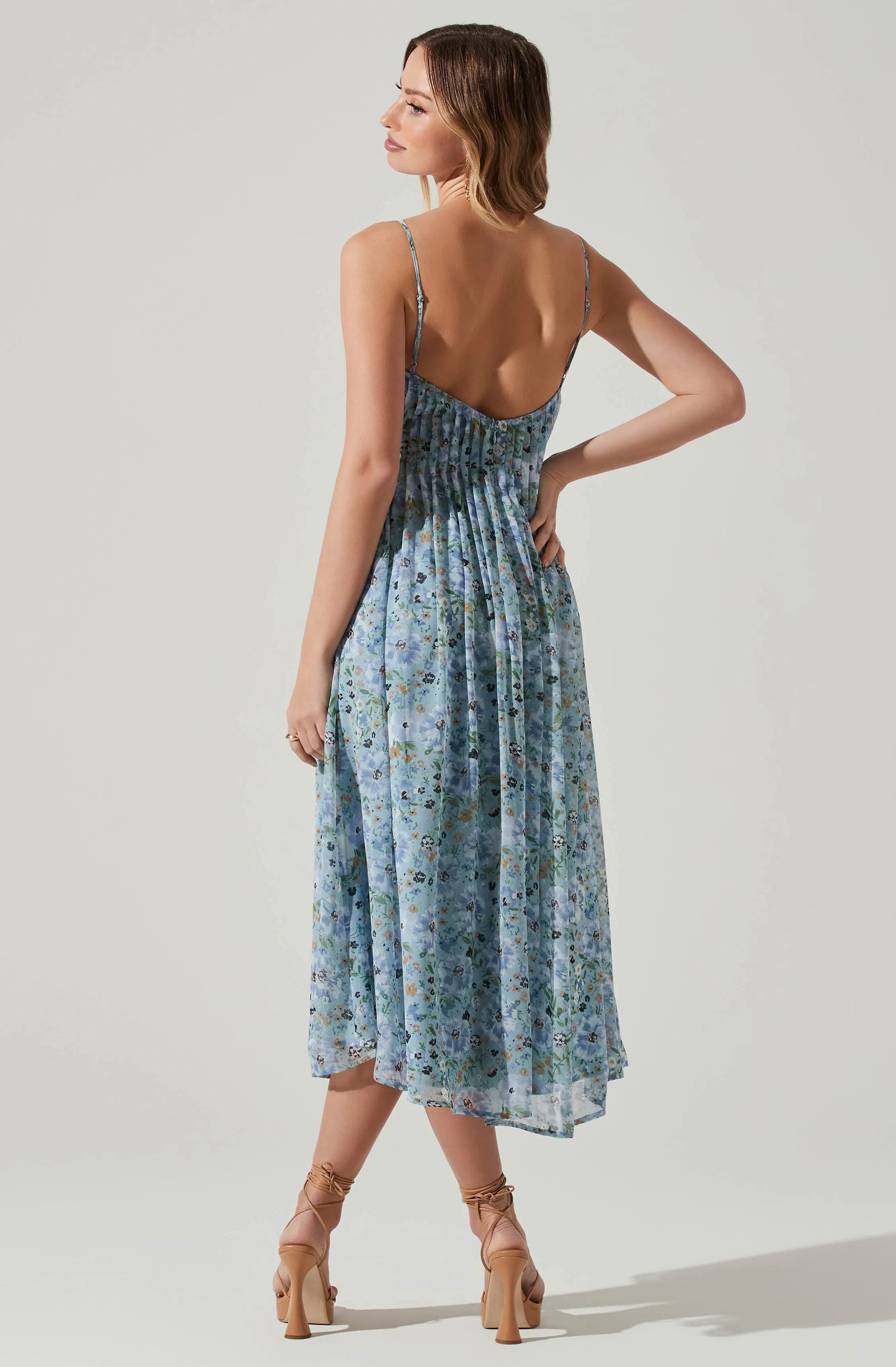 Floral Pleated Midi Dress