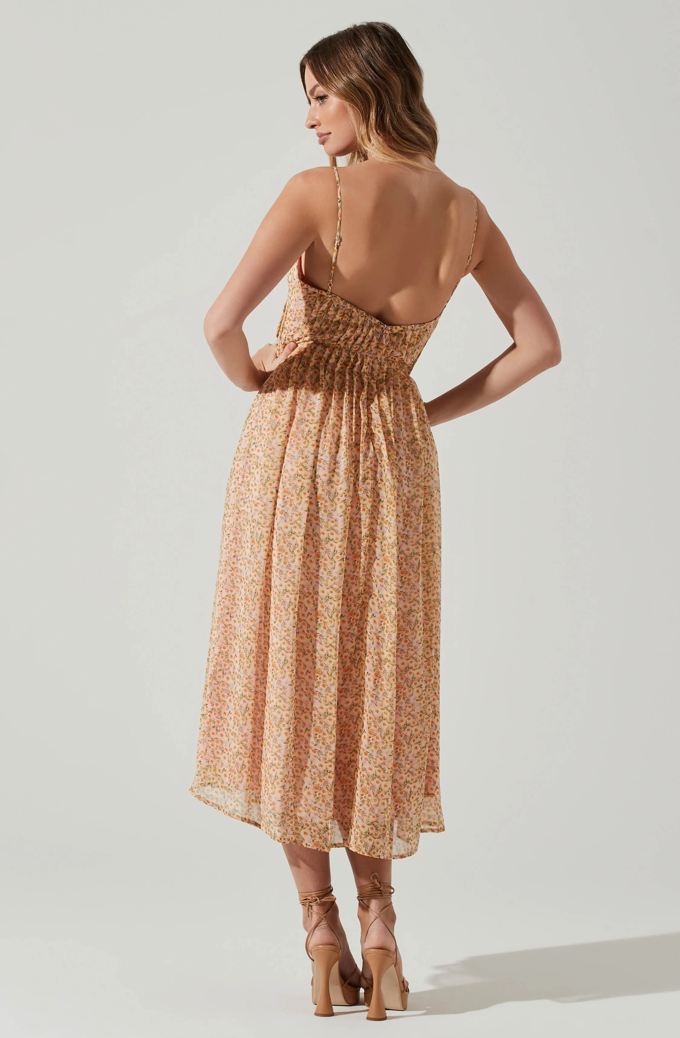 Floral Pleated Midi Dress