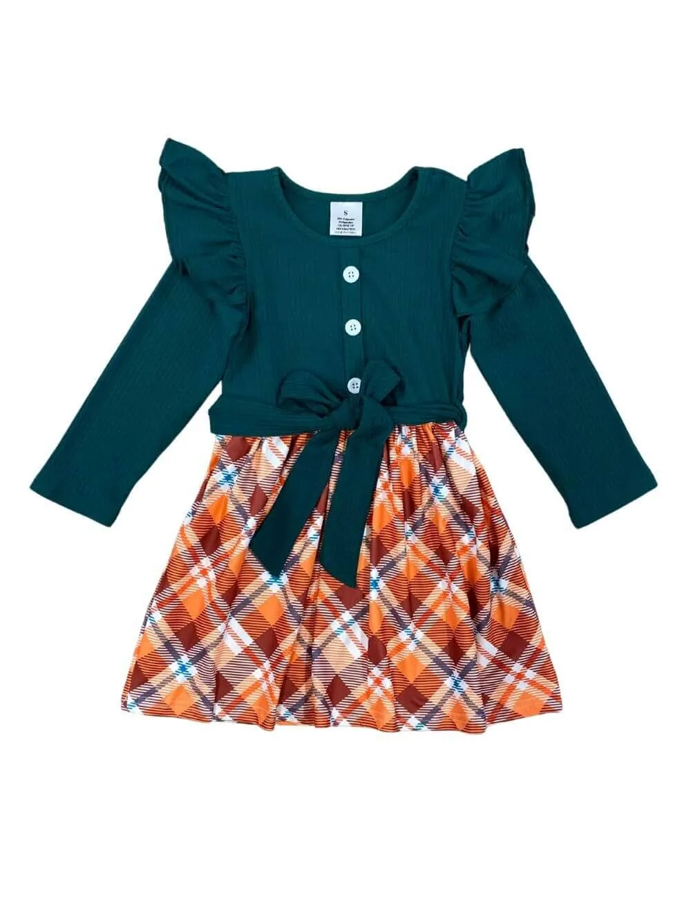 Forest Green & Orange Fall Plaid Dress
