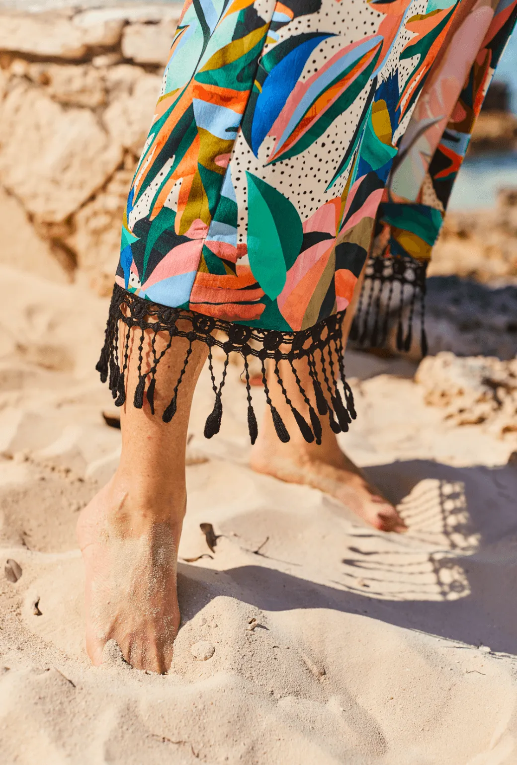Fringed Sarong - Abstract Palm