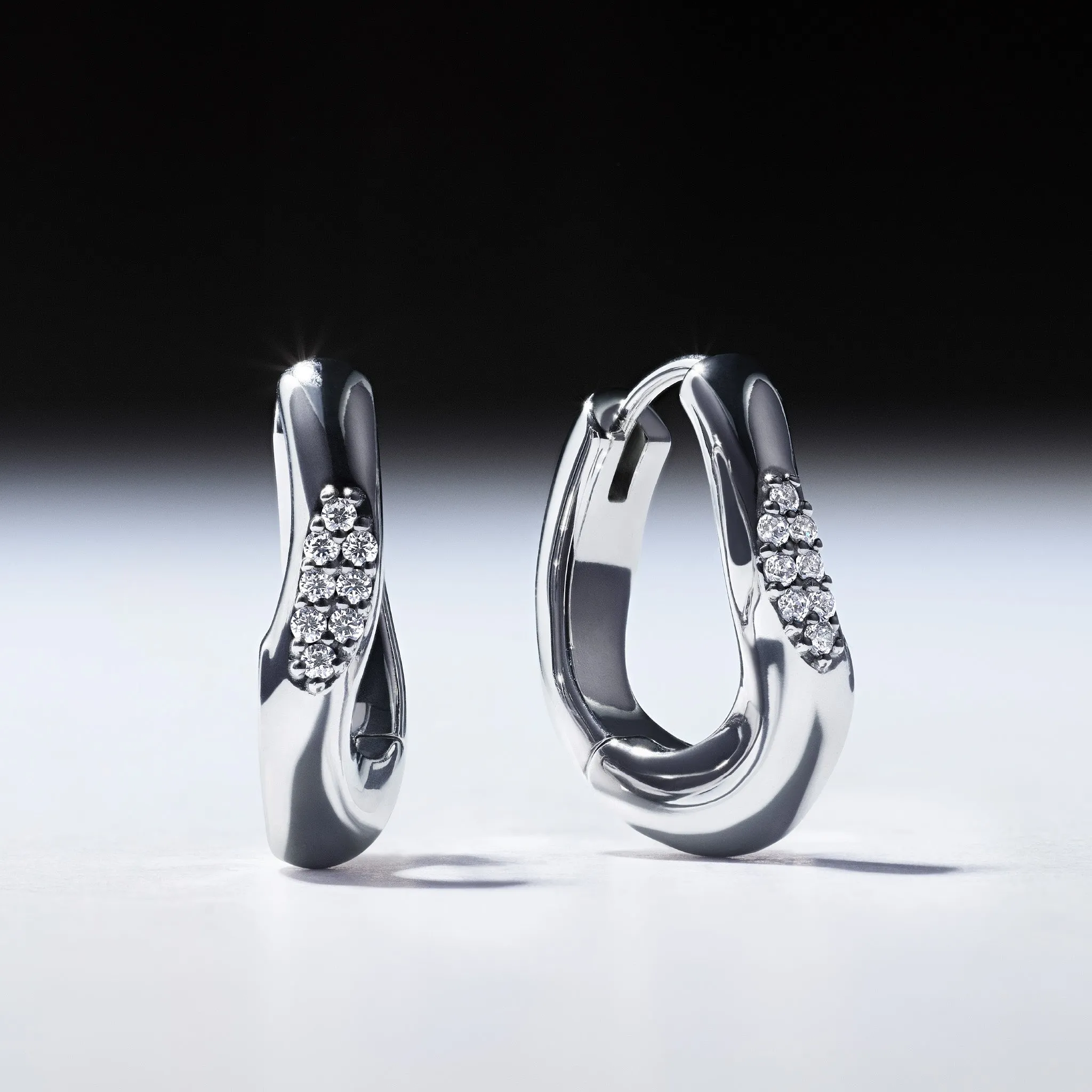 Gaia Huggie Hoop Earrings with Diamonds
