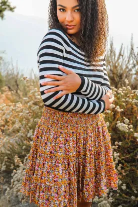 Garden Girly Floral Mini Skirt - Sunflower/Multi