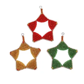 Glass Bead Star Ornament Trio - Classic