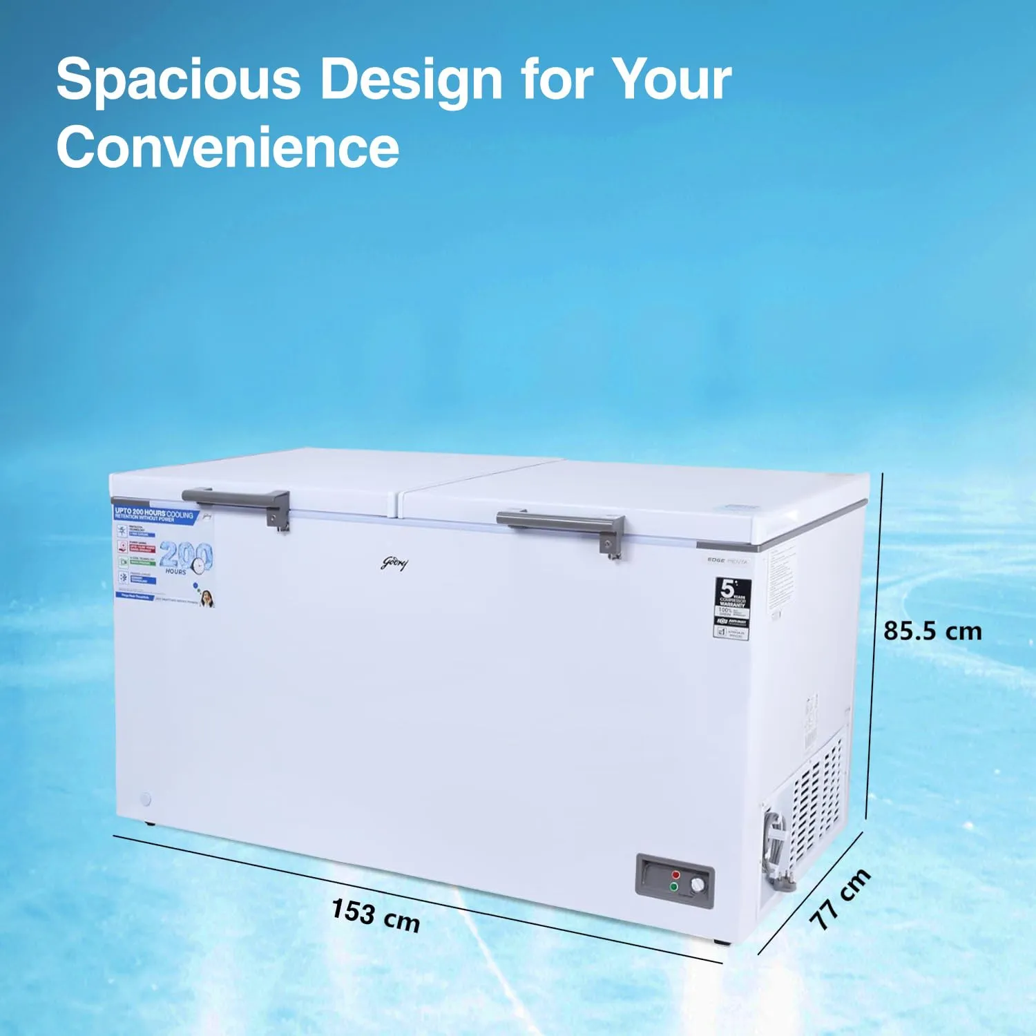 Godrej DH EPenta 525E 2HCN RW 505 L Double Door Convertible Deep Freezer ( White)