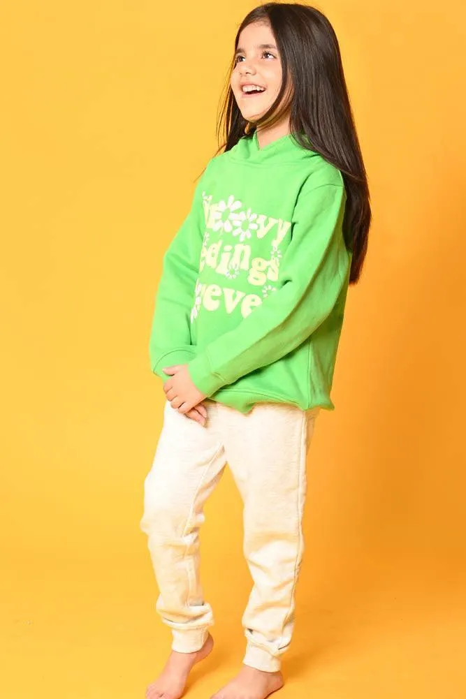 GROOVY FEELINGS GREY HOODIE JOGGER SET - GREEN/GREY