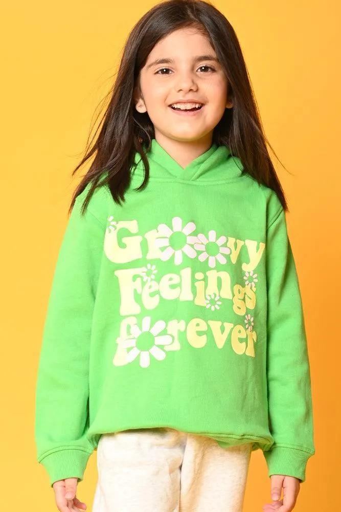 GROOVY FEELINGS GREY HOODIE JOGGER SET - GREEN/GREY