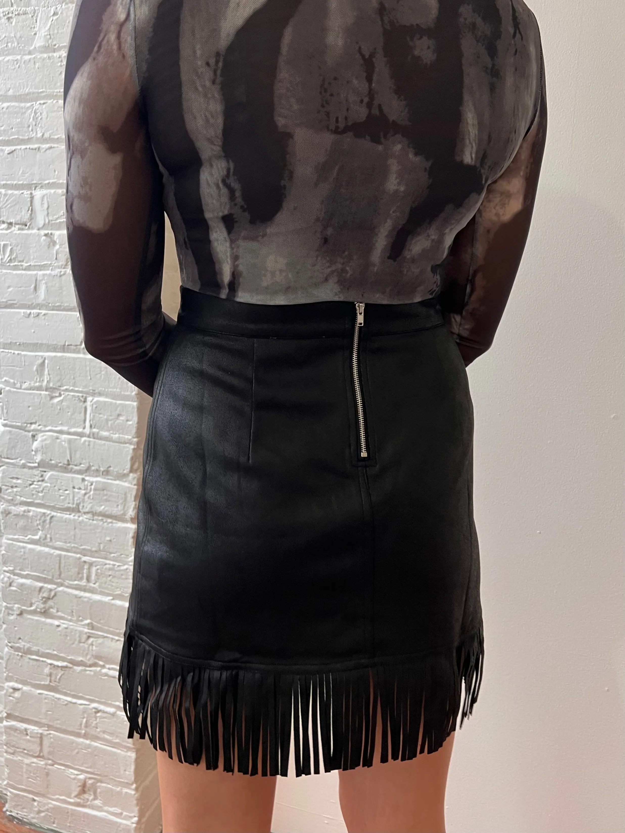 HARLIE FRINGE SKIRT IN BLACK