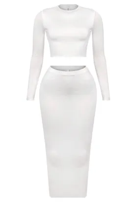 Harlin Long Sleeve Maxi Skirt Set (Off White)