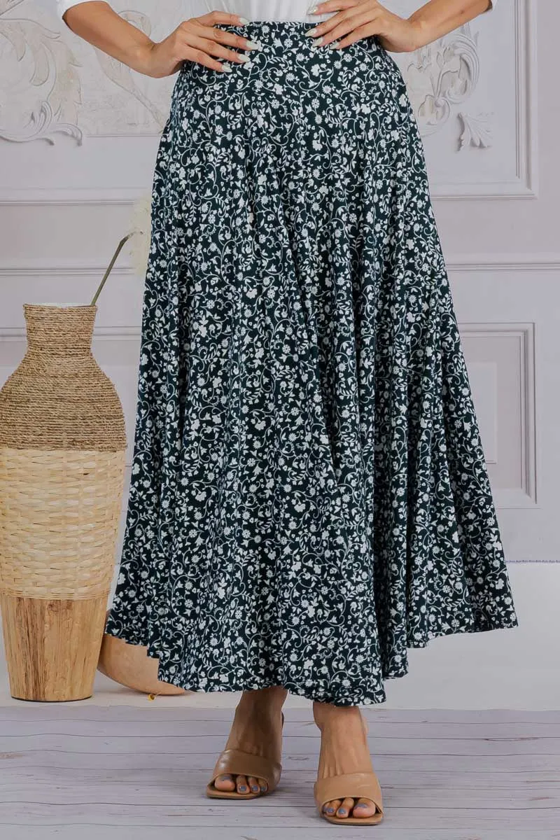 HH736R-FLORAL - 2 PC TOP AND SKIRT