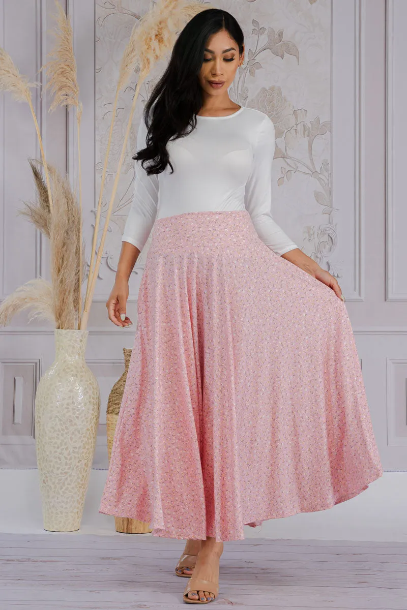 HH736R-FLORAL - 2 PC TOP AND SKIRT