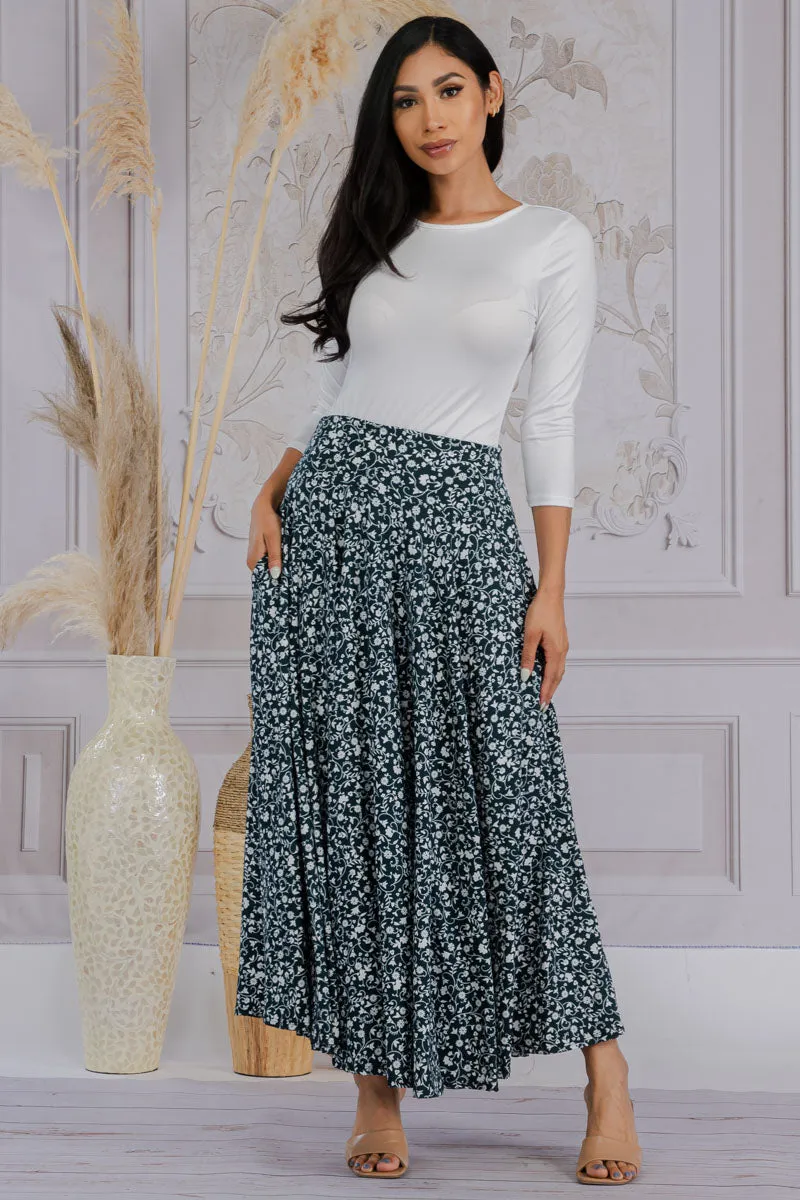 HH736R-FLORAL - 2 PC TOP AND SKIRT