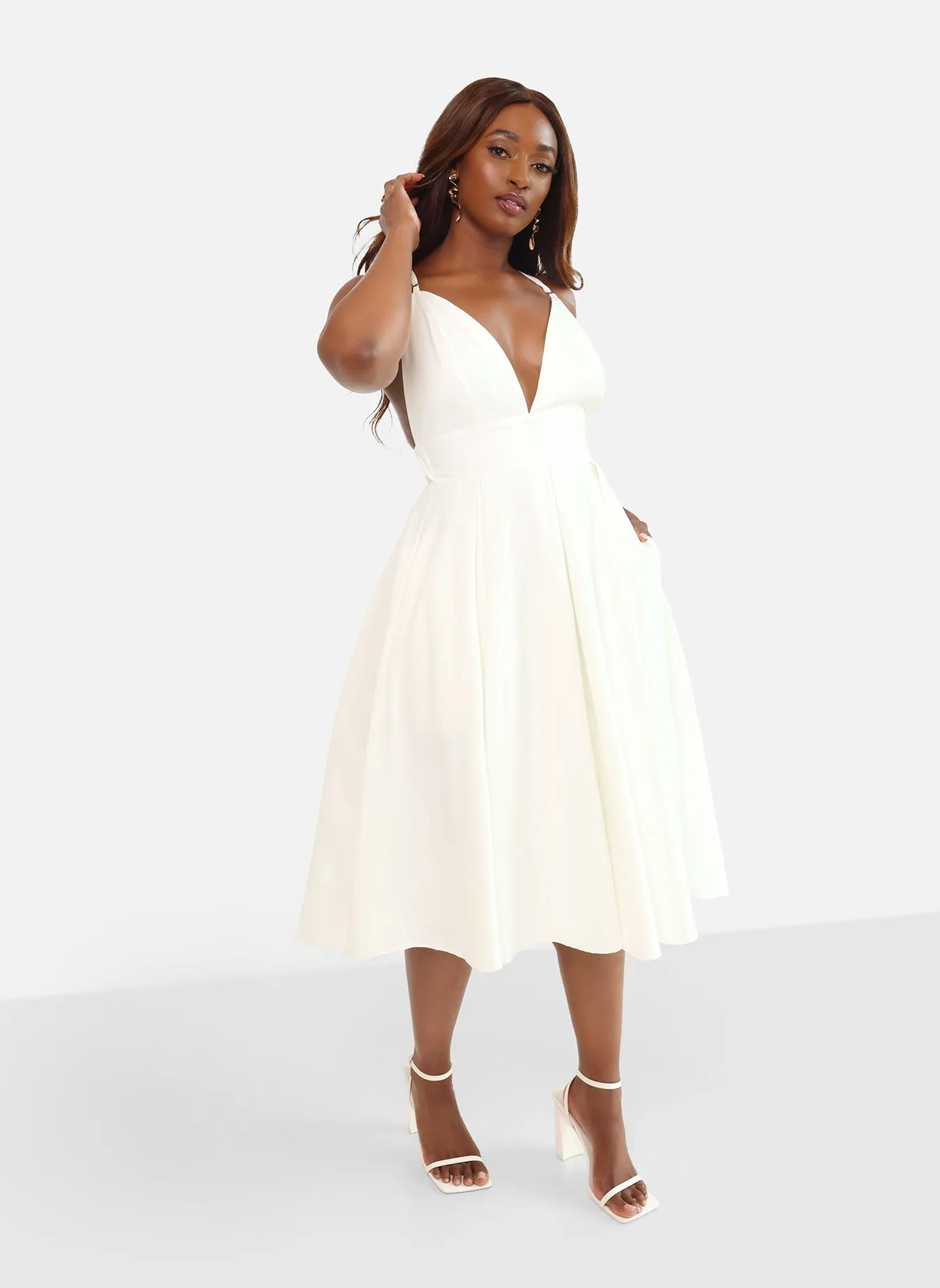 Iris Criss Cross Back Midi Skater Dress