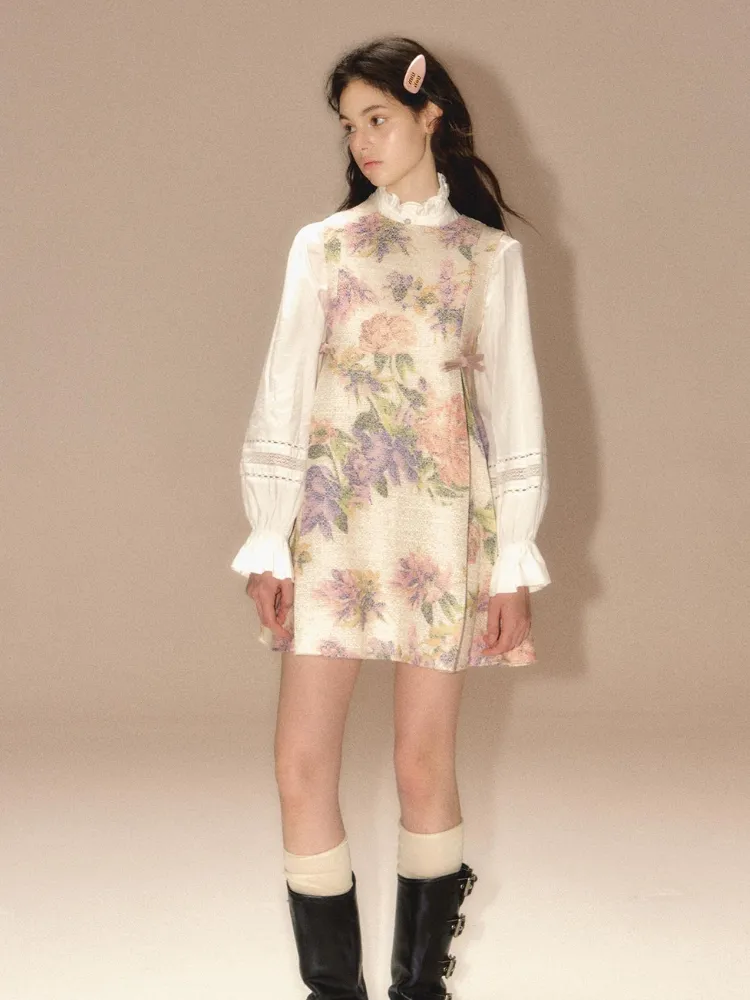 Jacquard pleated suspender skirt【s0000003461】