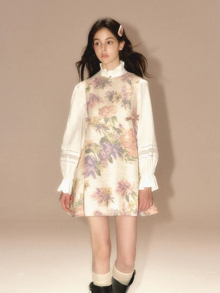 Jacquard pleated suspender skirt【s0000003461】
