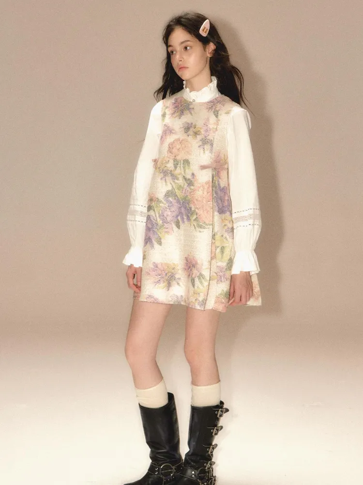 Jacquard pleated suspender skirt【s0000003461】