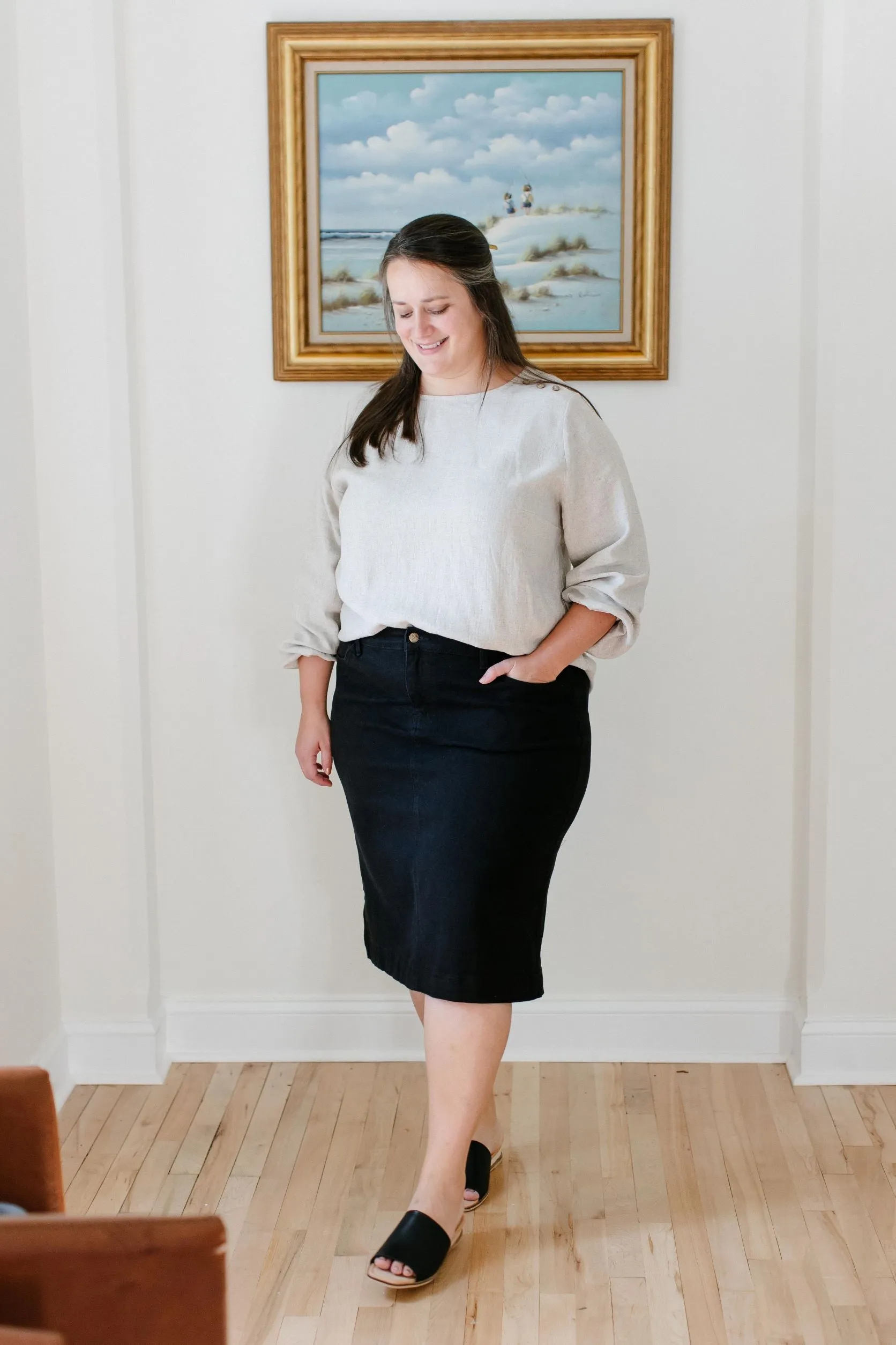 'Leah' Denim Skirt in Black