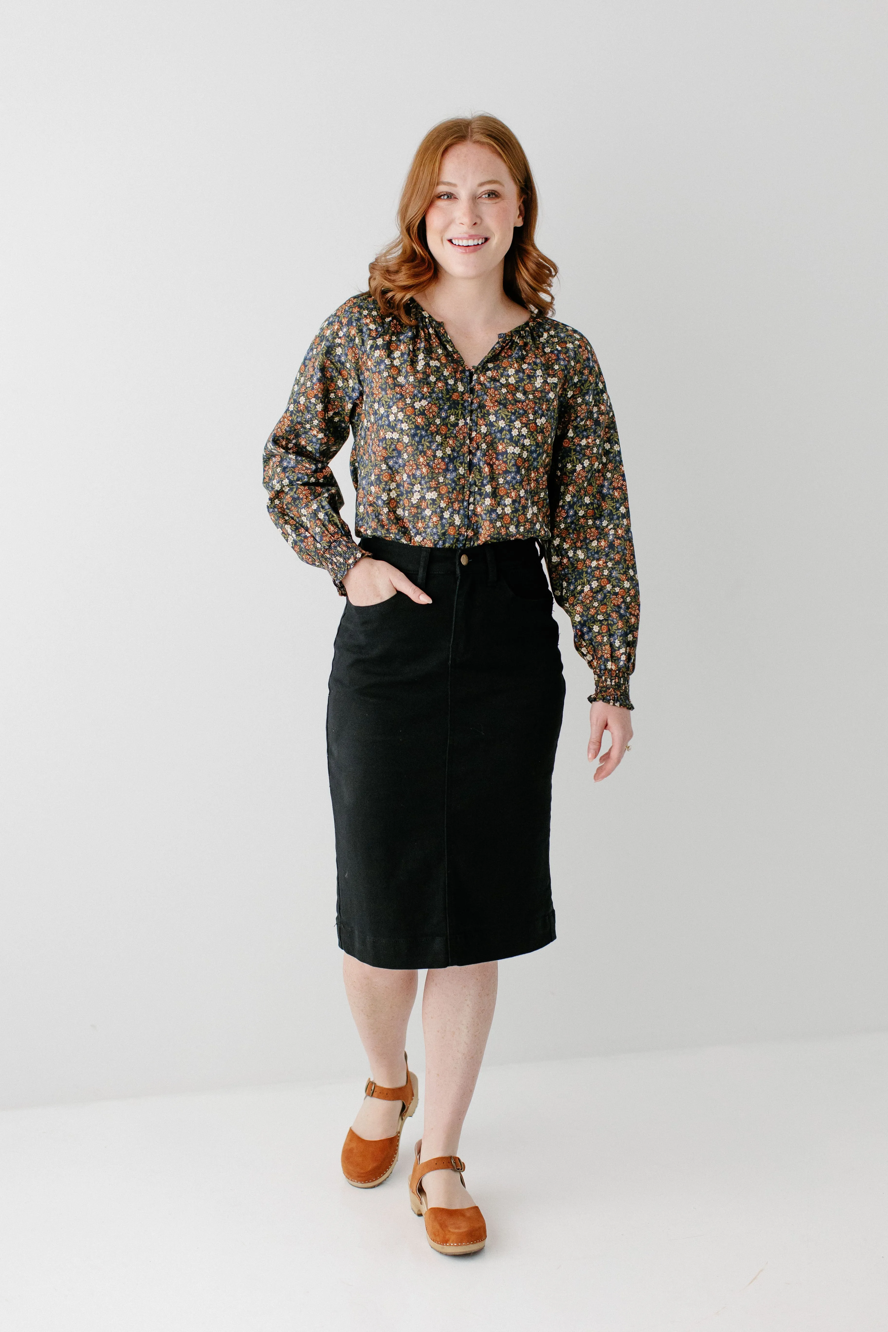 'Leah' Denim Skirt in Black