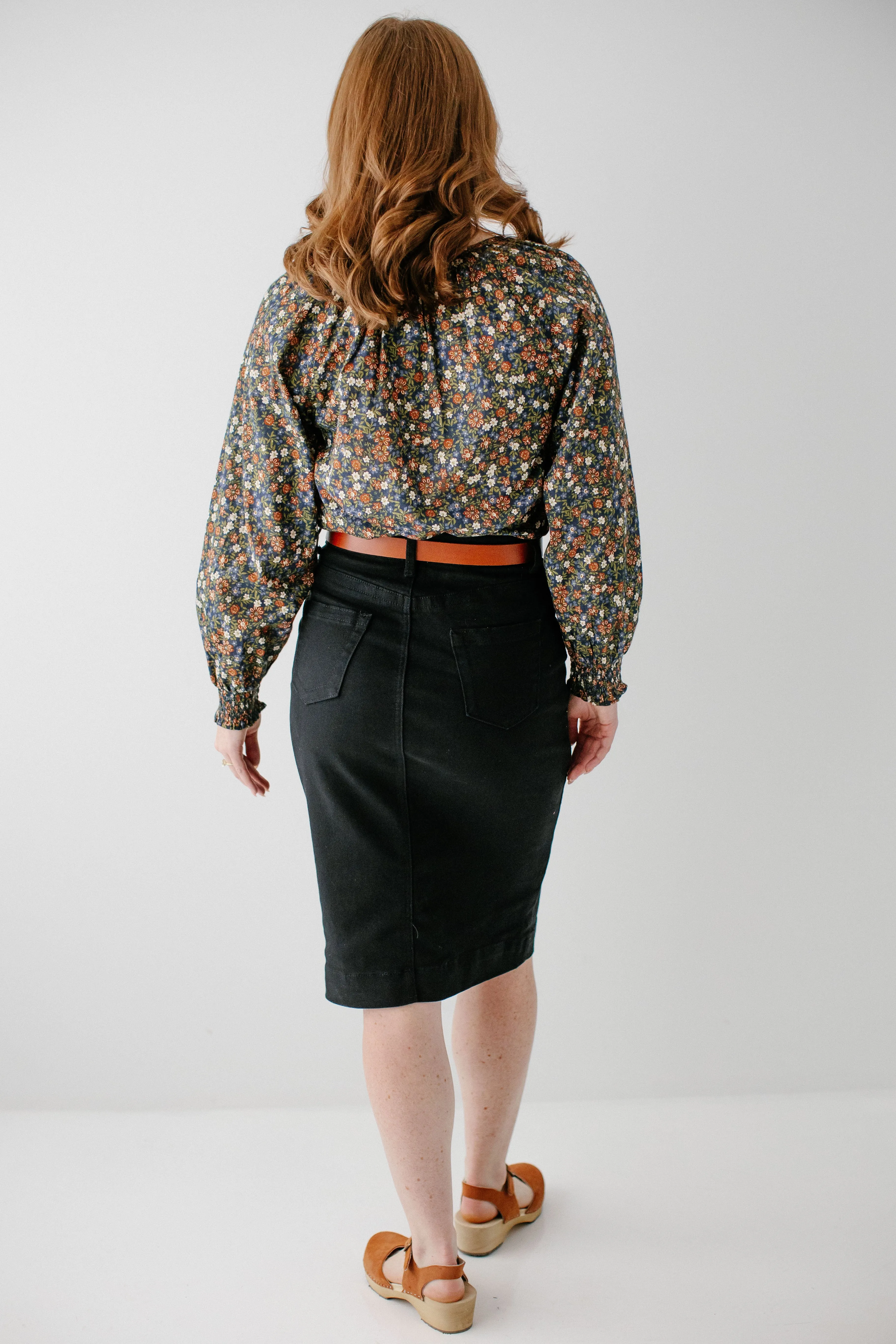 'Leah' Denim Skirt in Black