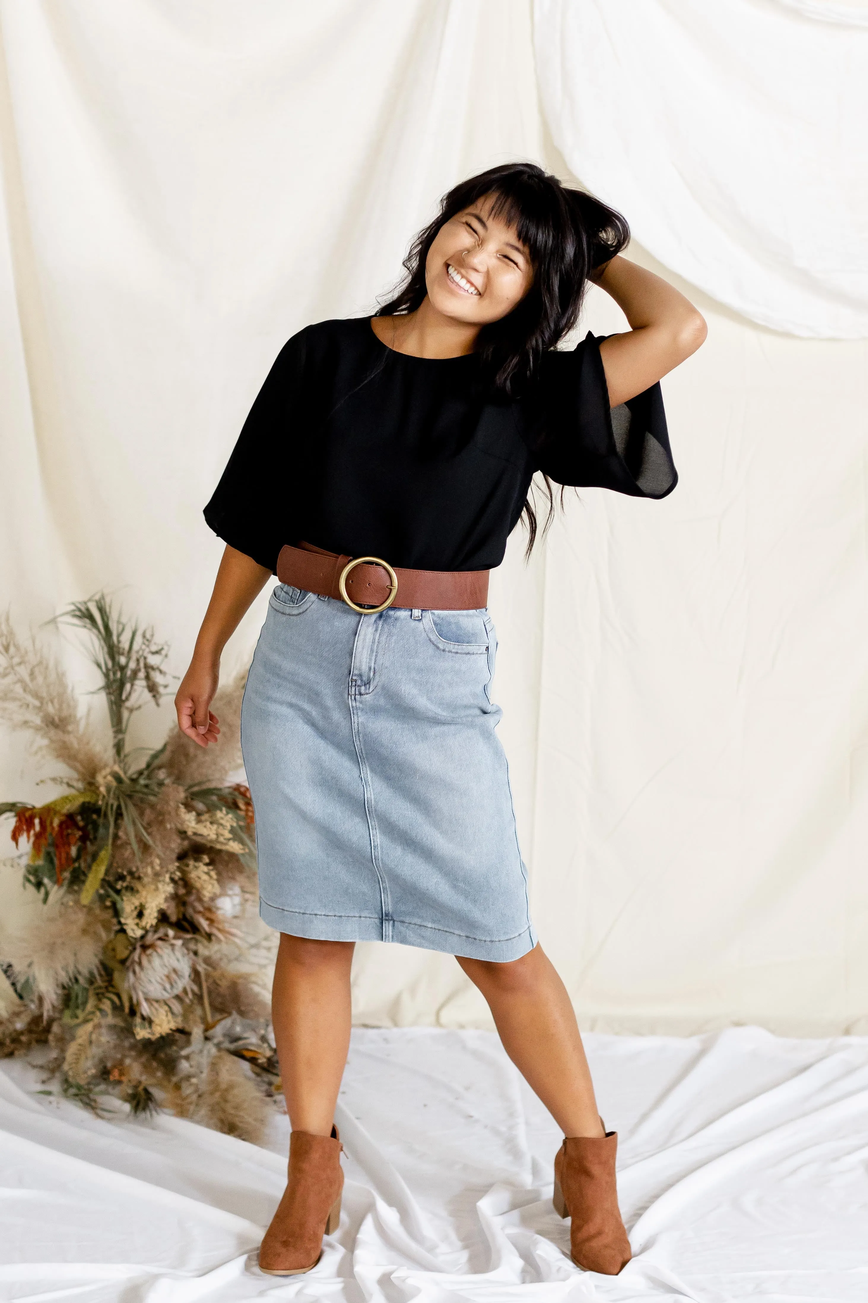 'Leah' Denim Skirt in Light Wash FINAL SALE