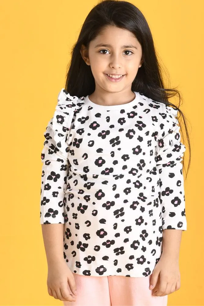 LEOPARD LONG SLEEVE T-SHIRT - WHITE