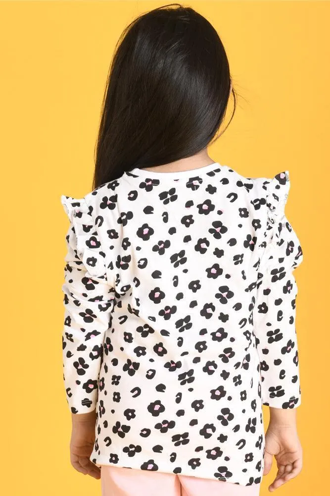 LEOPARD LONG SLEEVE T-SHIRT - WHITE