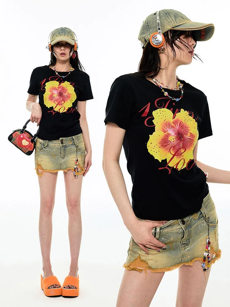 Low Waist Distressed Denim Mini Skirt【s0000009133】