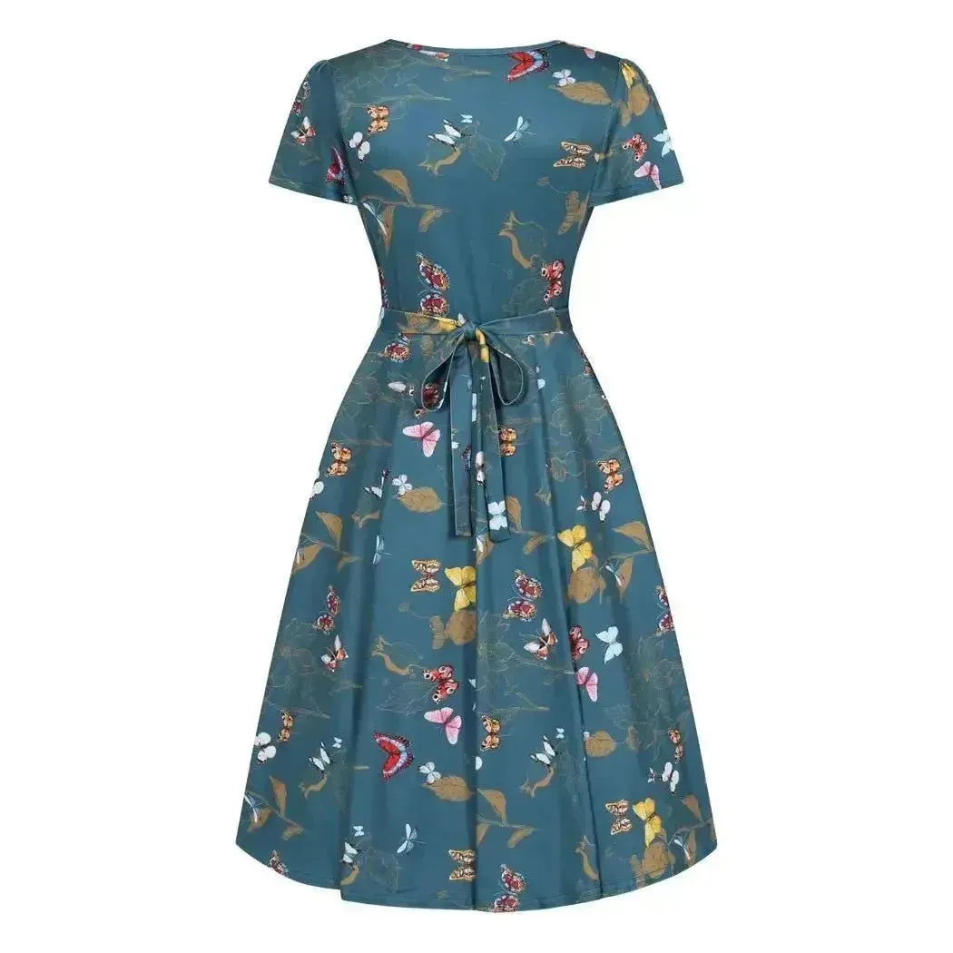 Lyra Dress - Teal Butterfly