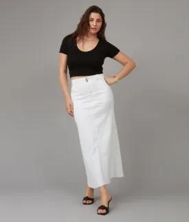 MADLYN-WHT High Rise Maxi Skirt