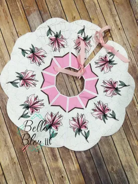 Magnolia Flower Christmas Tree Skirt In The Hoop 8x12