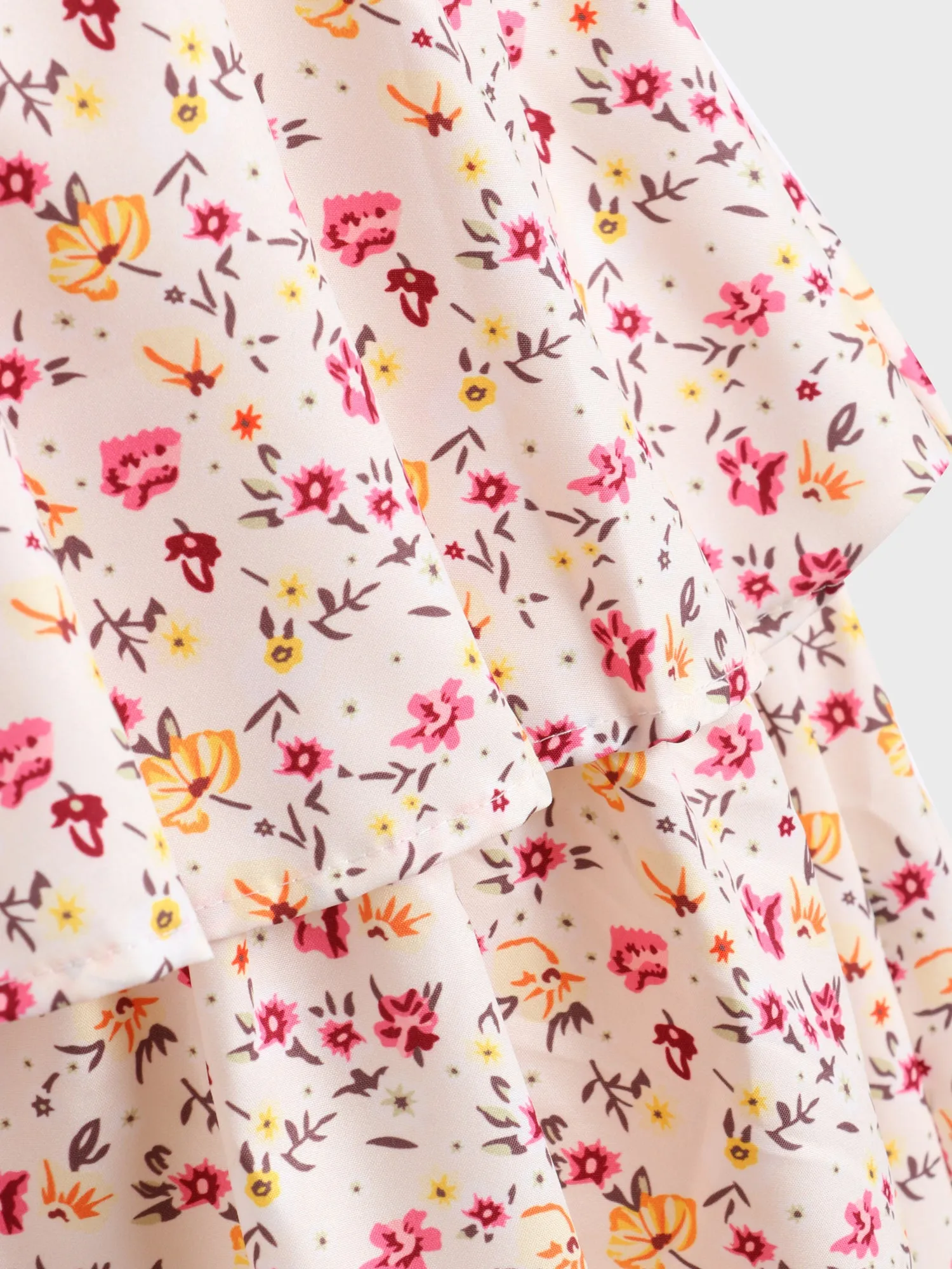 Midsize Alluring Floral Print Tiered Halter Dress