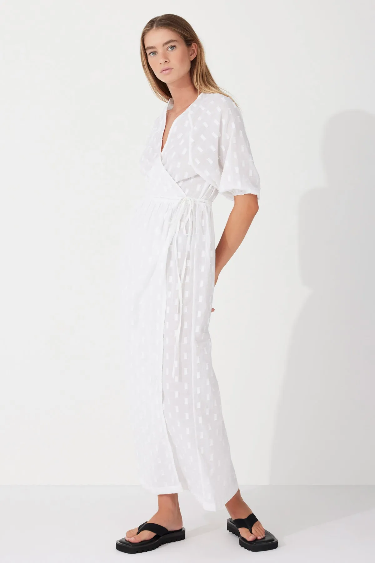 Milk Textured Wrap Dress