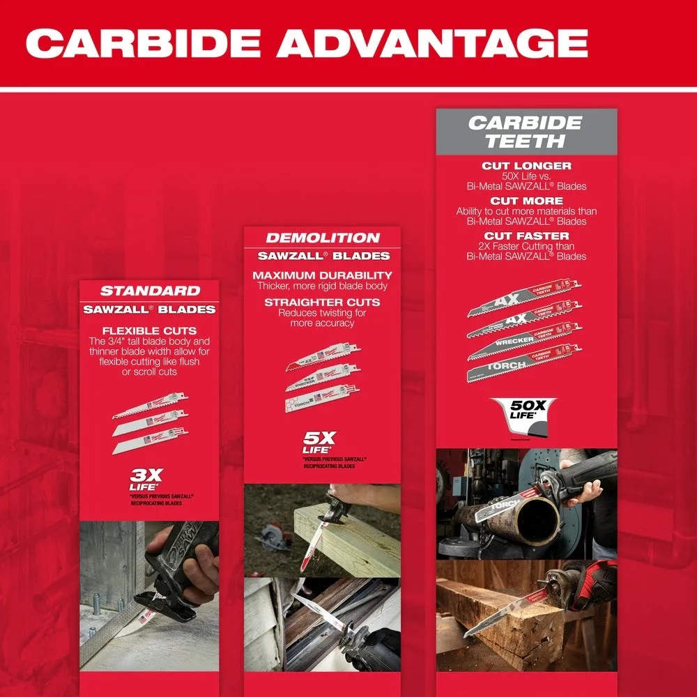 Milwaukee 48-00-5788 9" x 18TPI Super Sawzall Demolition Blade 5-Pack