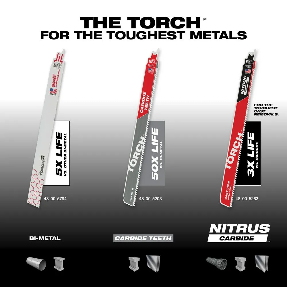 Milwaukee 48-00-5791 Super Sawzall Blade 24 Teeth per Inch 12-Inch Length, Torch, 5 Pack